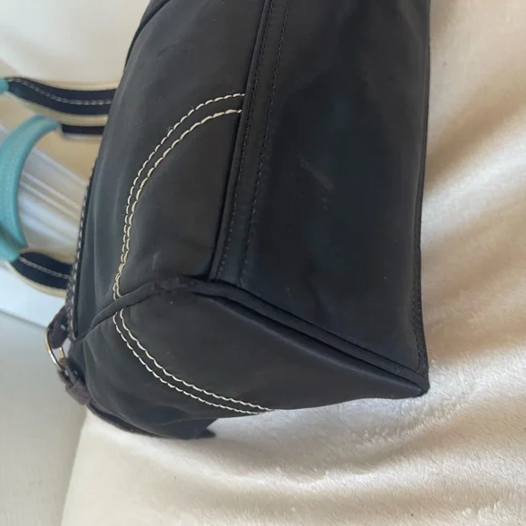 Coach Nylon Black and Teal Tote Bag GUC - Picture 8 of 13